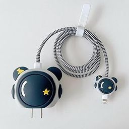 Charger Case Cover with Full Cable Protector 3D Cute Pattern Compatible for iPhone Charger Only 18W & 20W iPhone 16,iPhone 13,iPhone 15,iPhone 14 (Black Astronaut)-25