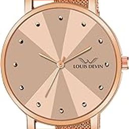 Rose Gold Plated Mesh Chain Analog Wrist Watch for Women (Blue/Green/Brown/Black Dial) | LD-RG173-image-22