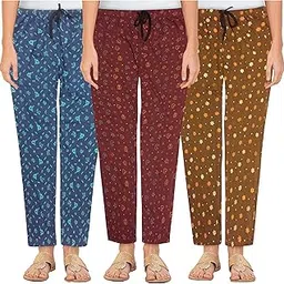 afra Women Printed Cotton Pyjama Pack of 3-picture-9