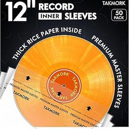 TAKMORK Vinyl Record Sleeves Inner Covers: 12" Records Clear Anti-Static Inner Sleeves | Album Record Protective Sleeves for Vinyls Storage, 50 Pcs-image-56