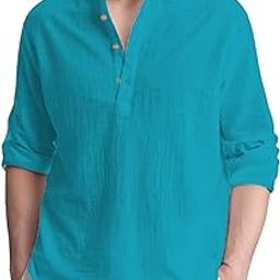 Men Pure Cotton Slim Fit Full Sleeve Short Kurta | Super Soft Stylish Turquoise Color Kurta for Any Occasions. (KBTNBTN35,L)-image-19