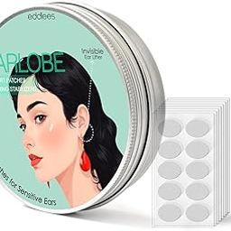 Ear lobe support patches for heavy earrings Invisible medical stickers lifter tape for Big Peirced earlobe for sensitive skin in travelling pack - 80 Patches-image-41