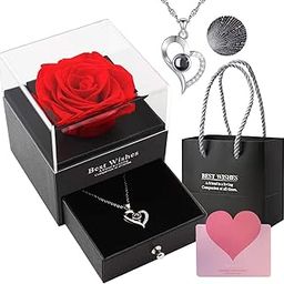 TPJ Mart Gifts for Girlfriend,Wife,Love-Marriage Anniversary Gift for Wife Preserved Rose Flower with Heart Necklace-Valentine Gift for Girlfriend/Cute Birthday Gift for Wife Special Love,Adult-image-54