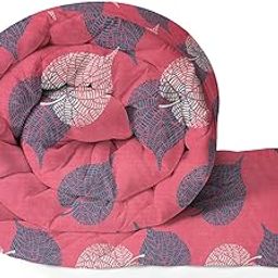 BSB HOME 220 GSM Reversible Microfiber AC Comforter/Duvets for Mild Winter | All Season Single Size 3 Layered Quilted Blanket for Single Bed (230 cm x 150 cm, Floral, Pink and Grey)-16