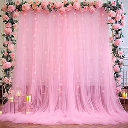 Special You Pink Net Curtain for Decorations with Fairy Light, Back Drop Curtain for Decorations, Home Decoration Items for Living Room, Aesthetic Room Decor Items, Backdrop Cloth for Decoration- 6Pcs-image-58