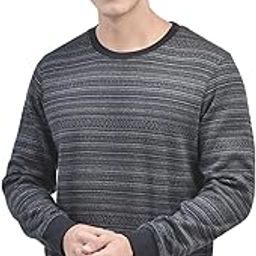 Men's Navy Blue Striped Round Neck Sweatshirt-image-79