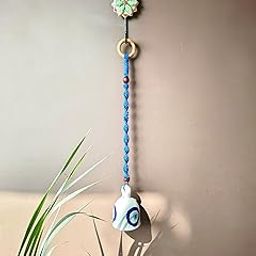 Shopping Shots Pack of 1. Evil Eye Hand Crafted Ceramic Bell with Hand Woven Macrame Rope and 1 Beautiful Ceramic Hook.(Minimum Cost)-image-89