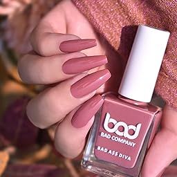 BAD COMPANY Glossy Finish Nail Polish 10ml, No Toxin Glossy Nail Lacquer, Long Lasting, Chip Resistant, Vegan, Quick Dry & Cruelty-Free Glossy Nail Paint Fearless 74 (Brown Nail Polish)-49