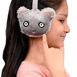 Panda Style Winter Fur Earmuffs (Grey Color) for Girls Women Plush Faux Rabbit Fur Warm Winter Ear Muffs 1 Pcs-image-74