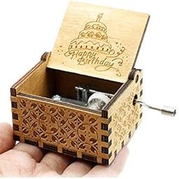 EITHEO Wooden Antique Carved Hand Crank Multicolor Happy Birthday Theme Music Box-image-12