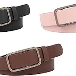 zacharias Women's Faux Leather Belt (Pack of 3) (sq-003_Black-Pink-Brown)-picture-4