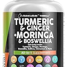 Turmeric Curcumin 30000mg Ginger 3000mg Moringa 50000mg Boswellia 3000mg Saffron 2000mg - Joint Support Supplement for Women and Men with Ceylon Cinnamon, Quercetin, Tart Cherry - 120 Caps-10