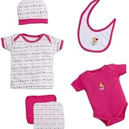 Baby Story Newborn 6pcs Clothing Set | Baby Shower Combo Gift Sets (Pink)-image-53