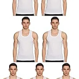 dixcy scott Cotton Plain/Solid White Sleeveless Men's Vest - Pack of 7 (#Clasz-RN-100 CM)-picture-7