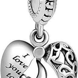 Heart I Love You To The Moon and Back Charm Beads For Bracelets-picture-11