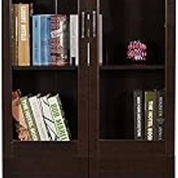 CASPIAN Engineered Wood Wooden Multipurpose Brown Cabinet Organizer with Glass Door | Use as Kids Cupboard, Book Shelf/Rack & Kitchen Crockery Unit | for Bedroom, Living & Study Room & Office-32