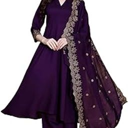 Kurta Set for Women Silk Embroidered Anarkali Kurta Set for Women with Palazzos and Dupatta-picture-2