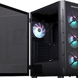 ZEBRONICS AERO Mid-Tower Premium Gaming Cabinet EATX/ATX/M-ATX, 3X 120mm Front + 120mm Rear Fan, ARGB Inner Glow, LED Control, Hinged Tempered Glass Side Panel, USB 3.0(Black)-image-37
