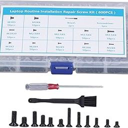 QANYEGN 600Pcs Laptop Computer Screw Kit, Computer Screw Flat Head Carbon Steel M2 M2.5 M3 with Brush Screwdriver Tool Set Kit-image-31