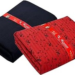 Kundan Sulz Gwalior Men's Unstitched Cotton Printed Shirt & Trouser Fabric Combo Set (Navy Blue & Maroon-02; 1.20 & 1.60 Meters)-image-52