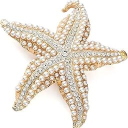 Gold Plated 'Pearl of the Tides' Starfish Brooch Cum Saree Pin For Women And Girls (Brooch0664) 1 Pc-48