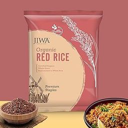 JIWA healthy by nature Jiwa Organic Red Rice Lal Chawal Wholesome Nutrient Profile Rich In Fiber Certified Organic & Naturally Gluten Free 100% Natural & Wholegrain 1 Kg-picture-15