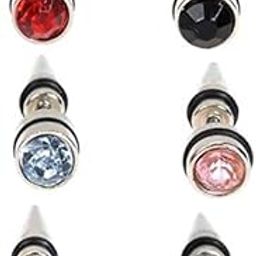 Mens Jewellery Valentine Multi Golden Silver Dumbells Stud Kaju Bali Hoop earrings for men/Ear rings Combo For Men/Gents/Boys/unisex Non-Piercing Ear mens jewellery Copper Hoop Earring-image-87