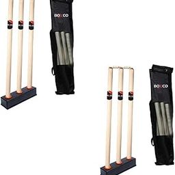 Boxco Cricket Stump Set, 6 Wickets, 4 Bails, 2 Stand with 2 Cover, Regular Size-22
