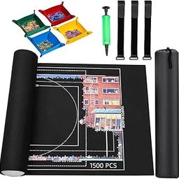 PATPAT® Felt Puzzle Floor Mat Puzzle Storage Mat for 1500 Count Jigsaw Pieces,with 4 Pieces Organizer Tray,Air Pillar Air Pump Fastener Strap Storage Bag-22
