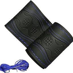 Leather Steering Wheel Cover Stitching – Compatible with Maruti Suzuki Swift, Baleno, Ritz, Dzire, Toyota Glanza, Fronx (Black with Blue Stitch)-image-76