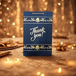 Luxury Thank You Gift Bags, Navy Blue with Royal Gold Metallic Design, 34 x 23 x 7 cm, Pack of 10-image-62