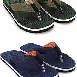 Casual Slippers Combo For Men With EVA Sole | Durable & Lightweight | Stylish Flip-Flop | Cushioned Footbed - Comfortable Fit for Every Occasion | (102) | Color GREEN & NAVY BLUE | Size : 7-17
