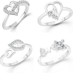 VFJ Vighnaharta Valentine Day Gift valentineday Gift for him Gift for Women Gift for Men Fashion Jewellery Women's Regular Fit Brass Mix Size Combo Ring Set Pack of 4 Rings-image-71
