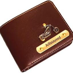Customised Wallet for Men Personalized Wallet with Name Printed Leather Names Wallets for Mens Customized Gifts for Men |Personalised Mens Purse with Name & Charm - Brown-23