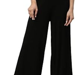 Women's Solid Viscose Mid Rise Knit Relaxed Fit Palazzos-picture-29