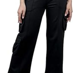 Straight Fit Cargo Pants for Women Mid Waist Utility Pockets Stretch Cotton Knit Elastic Waist Band for Formal Office Work Casual Wear Cargo Trousers for Travel-image-91