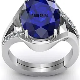 anuj sales Unheated Untreatet 7.00 Carat AAA+ Quality Natural Blue Sapphire Neelam Silver Plated Adjustable Gemstone Ring for Women's and Men's (Lab - Certified)-picture-40