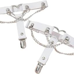 THE STYLE SUTRA 2X Thigh Garter Punk Elastic Garter Belt for Club Festival Outfits White-image-99