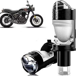 Auto Pearl H4 LED Projector Lens Motorcycle Headlight Bulbs 12V 8000LM Bulb H4 CSP Chip High/Low Beam, 45W-55W Canbus Turbo, 6000K White Light compatible with Hunter_350 (Pack of 1)-15