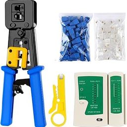 SmartTech Pass Through crimping tool for RJ45 Network Cable Cut Strip Crimp Crimper With Cable Tester RJ45 Cat6 Connector(20),Boots Cover(20) (Passthrough Tool Kit with Cable Tester)-14