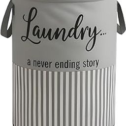 Foldable Laundry Hamper, Grey Striped Design, Stackable Fabric Storage Basket-image-89