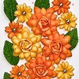 immix Expressions Craft Handmade Paper Flower Corn Rose Flower - Purple Mix |Home Decor | Scrapbooking| Mixed Media Layout |DIY Arts and Crafts (Golden Yellow Mix)-picture-32