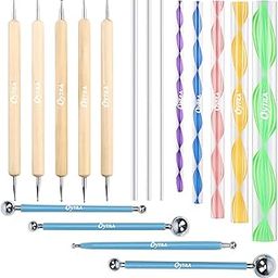 Oytra Art Tools for Mandala Nail Art 17 Pieces Painting Shaping Dotting Embossing Stainless Steel Ball and Wooden Tools Cake Decoration for Polymer Clay Jewellery Wax Soaps for Artists Professionals-19
