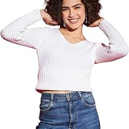 White Rib V-Neck Sweater-image-89