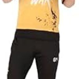 Hood Neck cotton Tshirt With lower Track Suit (IN, Alpha, XL, Regular, Standard, Yellow-Black)-image-93