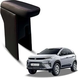 Carigiri Premium Finish Car Armrest with Storage Box And High Density Moulded Foam For Tata Nexon/Nexon Ev/Nexon Facelift (Black with Red Double Stitching,Nappa Leatherette)(Models 2023-2024)-image-14