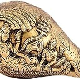 UAPAN Brass Vishnu and Lakshmi in Shankh (Gold, 20cm Height X 10cm Width)-picture-13