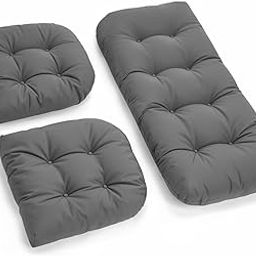 Tycdiose All Weather Wicker Chair Cushions of 3 Pieces, Waterproof Outdoor Wicker Chair Cushion for Patio Furniture Loveseat Settee Bench, 1 Loveseat and 2 U-Shaped Thickened Cushions, Grey-image-52