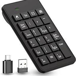 Wireless USB & Typec Number Pad, Enhanced Efficiency 23 Keys Numeric Keypad Upgraded Version of 10 Key USB Keyboard Financial Accounting Numpad for Laptop, PC, Notebook, Desktop,Surface Pro-14