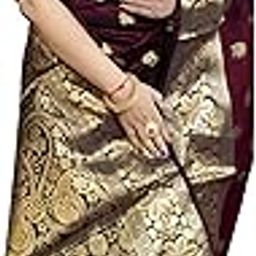 Women's Banarasi Silk Saree with Intricate Gold Zari Weaving & Unstitched Blouse Piece – Traditional Indian Wedding Attire-image-50